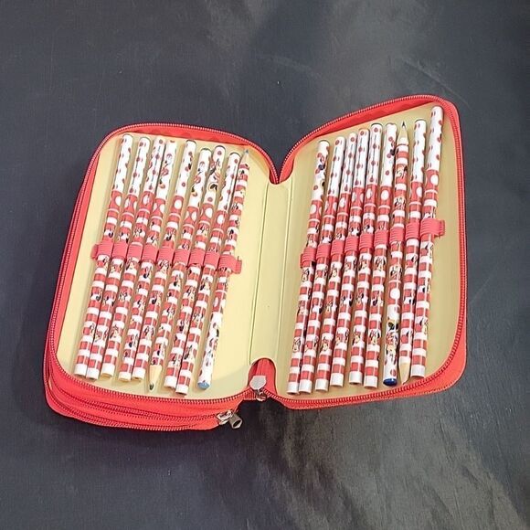 BRAND NEW MINNIE MOUSE WALT DISNEY 3 SECTION PENCIL CASE ORGANIZER - Picture 5 of 11